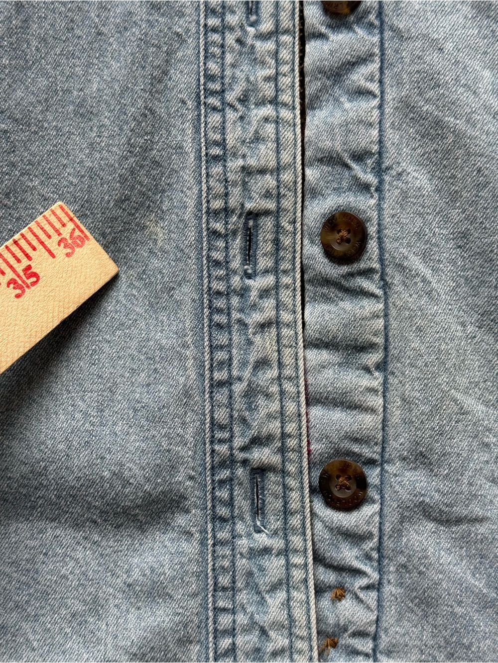 WOOLRICH vintage denim shirt jacket multi-colored stripe blanket lining size Med - Picture 8 of 14